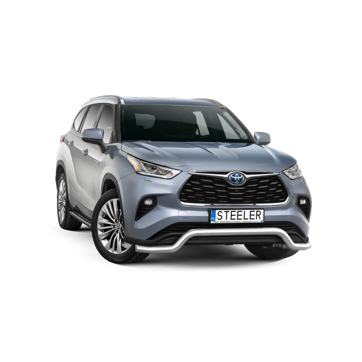 Bullbar Omologat RAR, Steeler 4x4 Low Spoiler Bar, Culoare Argintiu, Toyota Highlander 2021 - Prezent - EDK.ro
