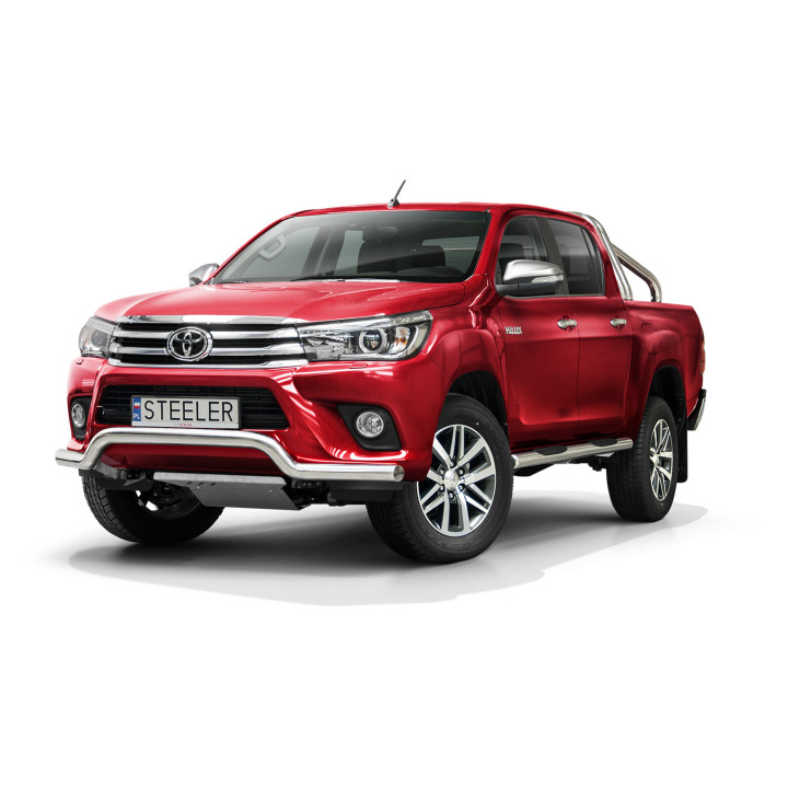 Bullbar Omologat RAR, Steeler 4x4 Low Spoiler Bar, Culoare Argintiu, Toyota Hilux 2015 - 2018 - EDK.ro