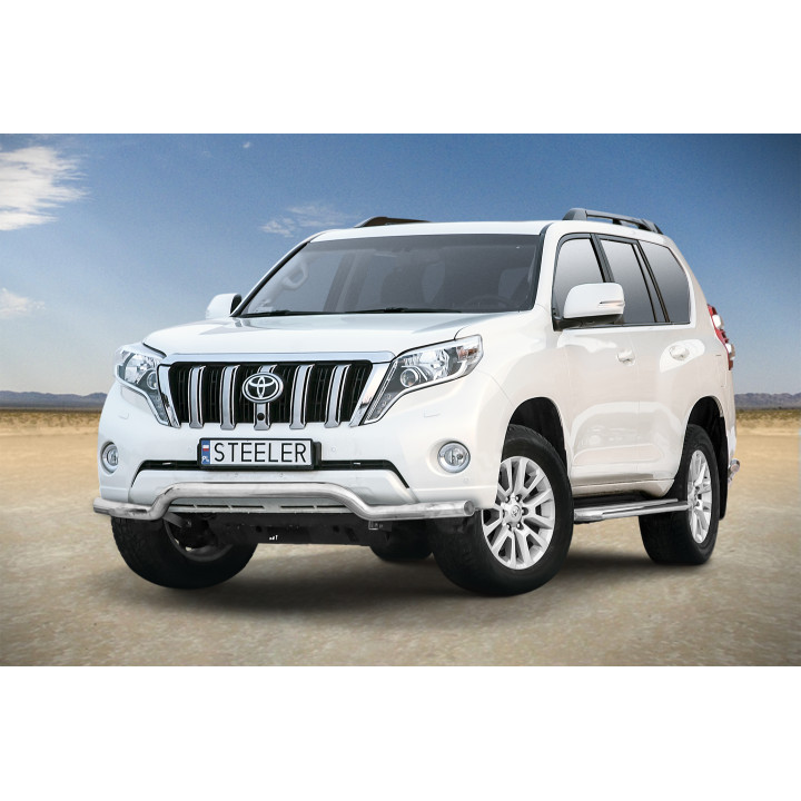 EC Homologated Bullbar, Steeler 4x4 Low Spoiler Bar, Color Silver, Toyota Land Cruiser 150 2013 - 2017 - EDK.ro