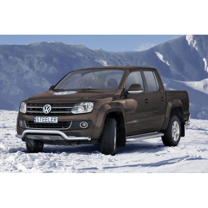 EC Homologated Bullbar, Steeler 4x4 Low Spoiler Bar, Color Silver, Volkswagen Amarok 2009 - 2016 - EDK.ro