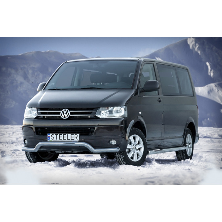 Bullbar Omologat RAR, Steeler 4x4 Low Spoiler Bar, Culoare Argintiu, Volkswagen Transporter T5 2003 - 2015 - EDK.ro