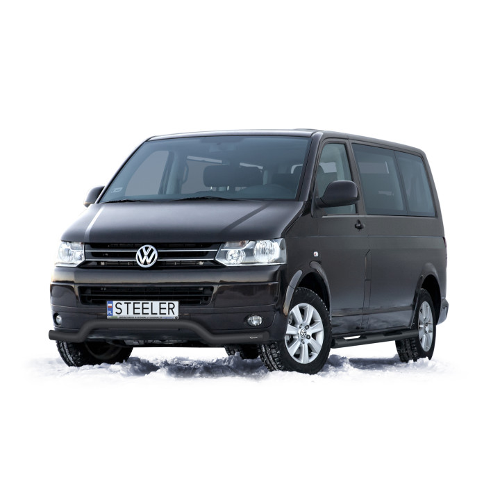 EC Homologated Bullbar, Steeler 4x4 Low Spoiler Bar, Color Black, Volkswagen Transporter T5 2003 - 2015 - EDK.ro