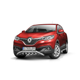 EC Homologated Bullbar, Steeler 4x4 Narrow Low Spoiler Bar with Plate, Color Silver, Renault Kadjar 2016 - 2018 - EDK.ro