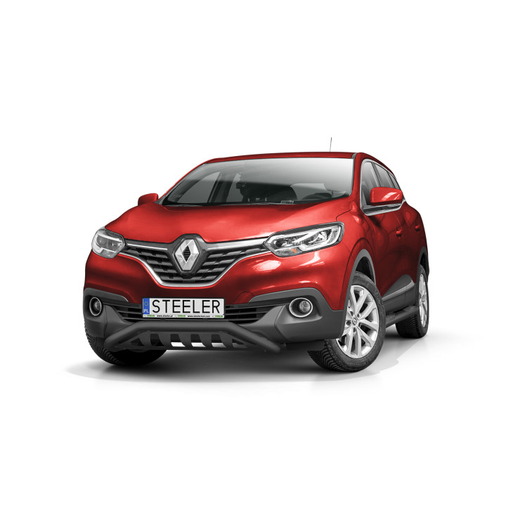 Bullbar Omologat RAR, Steeler 4x4 Narrow Low Spoiler Bar cu Placă, Culoare Argintiu, Renault Kadjar 2016 - 2018 - EDK.ro