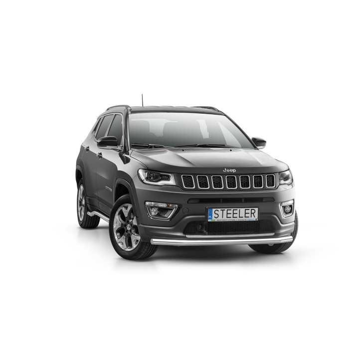 EC Homologated Bullbar, Steeler 4x4 Sport Bar, Color Silver, Jeep Compass 2017 - 2021 - EDK.ro