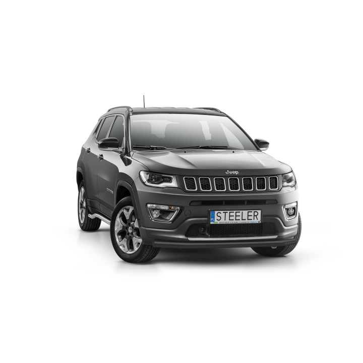 EC Homologated Bullbar, Steeler 4x4 Sport Bar, Color Silver, Jeep Compass 2017 - 2021 - EDK.ro