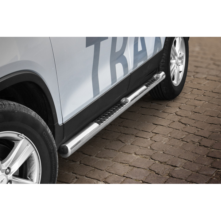 Side Steps, Steeler 4x4 Side Bars with Checker Plate Steps, Color Silver, Chevrolet Trax 2013 - Present - EDK.ro