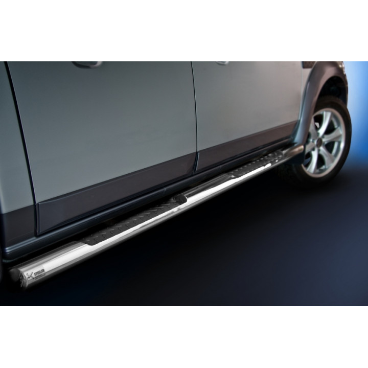 Praguri Laterale, Steeler 4x4 Side Bars cu Treaptă Checker Plate, Culoare Argintiu, Ford Ranger 2012 - 2022 - EDK.ro