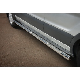 Praguri Laterale, Steeler 4x4 Side Bars cu Treaptă Checker Plate, Culoare Argintiu, Ford Transit 2014 - 2019 - EDK.ro