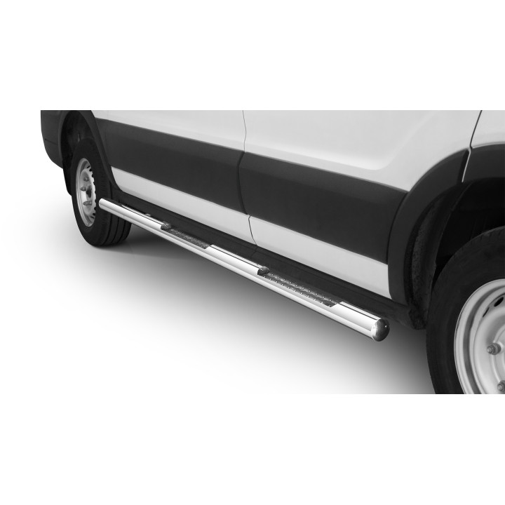 Side Steps, Steeler 4x4 Side Bars with Checker Plate Steps, Color Silver, Ford Transit 2019 - Present - EDK.ro