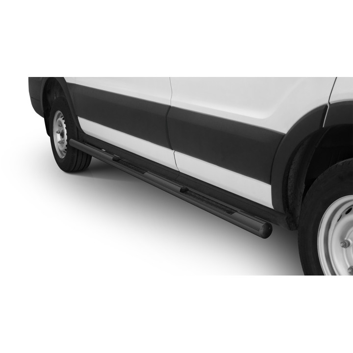 Praguri Laterale, Steeler 4x4 Side Bars cu Treaptă Checker Plate, Culoare Argintiu, Ford Transit 2019 - Prezent - EDK.ro