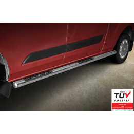 Side Steps, Steeler 4x4 Side Bars with Checker Plate Steps, Color Silver, Ford Transit Custom 2012 - 2018 - EDK.ro