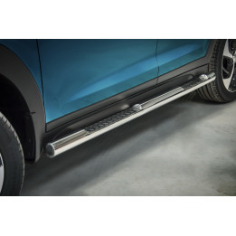Praguri Laterale, Steeler 4x4 Side Bars cu Treaptă Checker Plate, Culoare Argintiu, Hyundai Tucson 2015 - 2018 - EDK.ro
