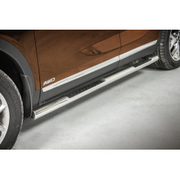 Side Steps, Steeler 4x4 Side Bars with Checker Plate Steps, Color Silver, Kia Sorento 2015 - 2020 - EDK.ro