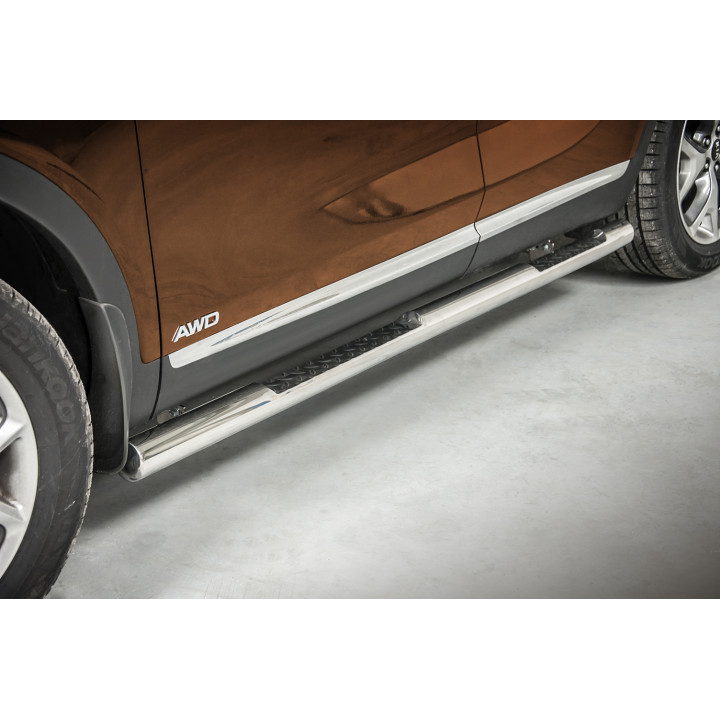 Side Steps, Steeler 4x4 Side Bars with Checker Plate Steps, Color Silver, Kia Sorento 2015 - 2020 - EDK.ro