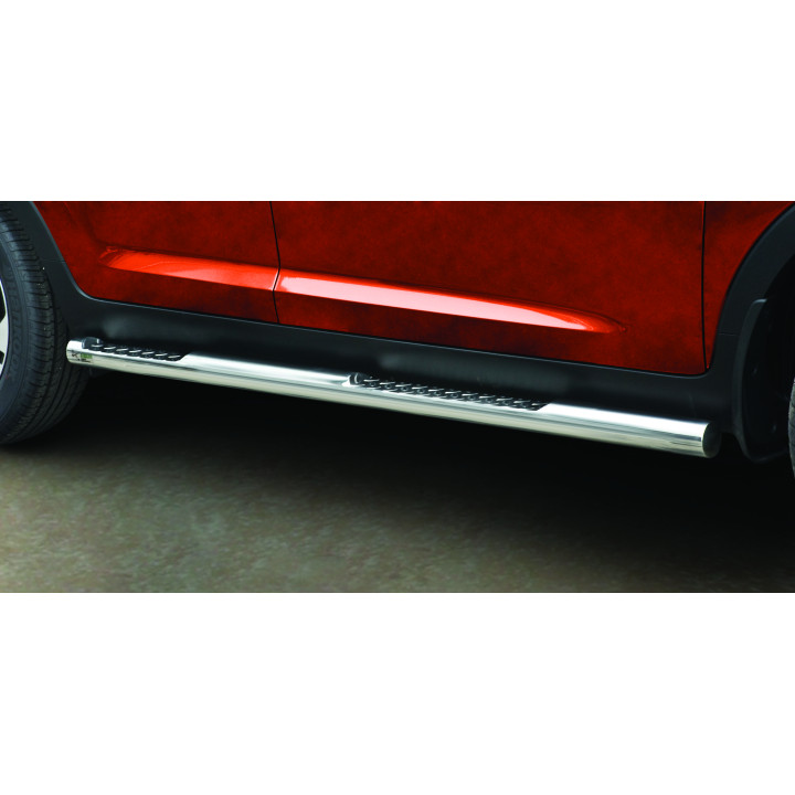 Praguri Laterale, Steeler 4x4 Side Bars cu Treaptă Checker Plate, Culoare Argintiu, Kia Sportage 2010 - 2015 - EDK.ro