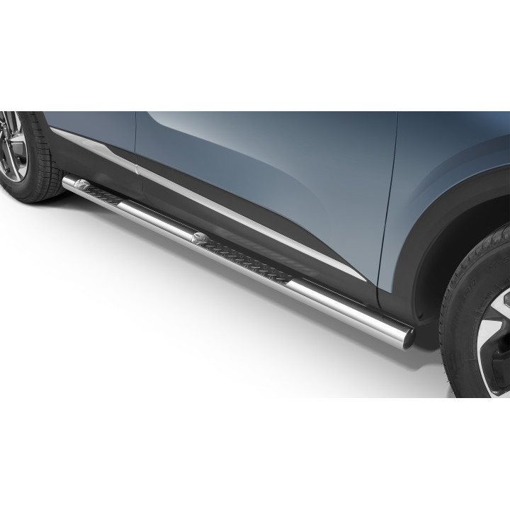 Praguri Laterale, Steeler 4x4 Side Bars cu Treaptă Checker Plate, Culoare Argintiu, Kia Sportage 2021 - Prezent - EDK.ro