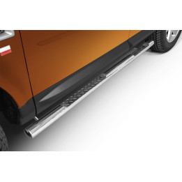 Praguri Laterale, Steeler 4x4 Side Bars cu Treaptă Checker Plate, Culoare Argintiu, Land Rover Freelander 2007 - 2014 - EDK.ro