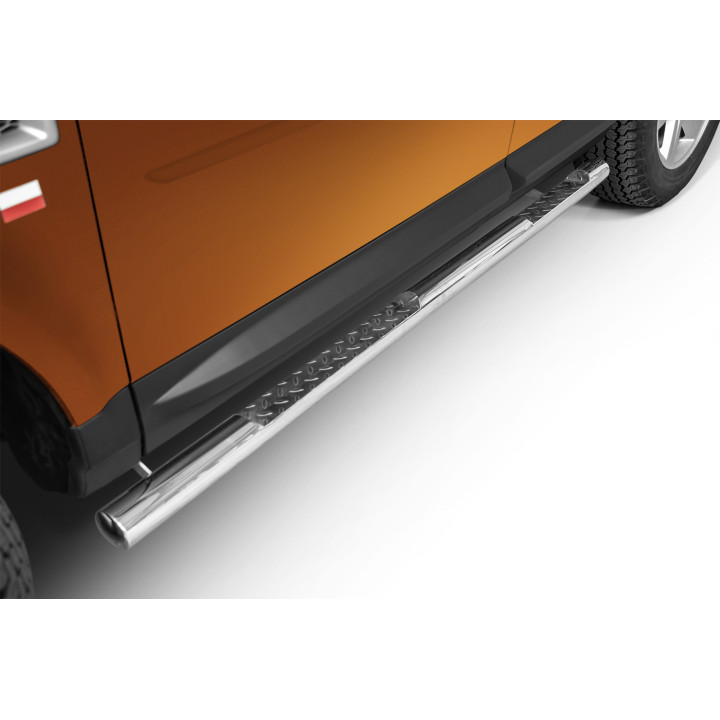 Side Steps, Steeler 4x4 Side Bars with Checker Plate Steps, Color Silver, Land Rover Freelander 2007 - 2014 - EDK.ro