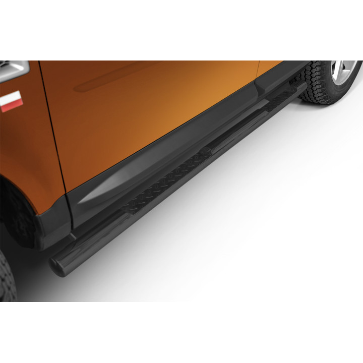 Side Steps, Steeler 4x4 Side Bars with Checker Plate Steps, Color Silver, Land Rover Freelander 2007 - 2014 - EDK.ro