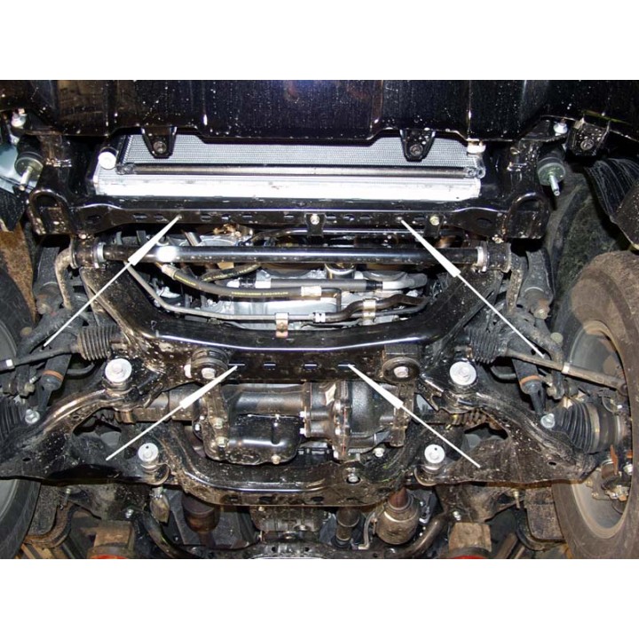 Aluminium Skid Plate for Engine 5 mm, Sheriff Steering Rods and ( Original Duster), Toyota Land Cruiser / FJ Cruiser 2003 - 2009