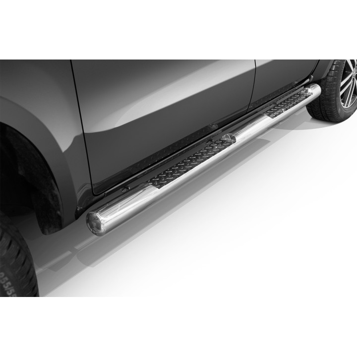 Praguri Laterale, Steeler 4x4 Side Bars cu Treaptă Checker Plate, Culoare Argintiu, Mercedes-Benz X-Class 2017 - Prezent - EDK.r