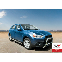 Side Steps, Steeler 4x4 Side Bars with Checker Plate Steps, Color Silver, Mitsubishi ASX 2012 - 2016 - EDK.ro