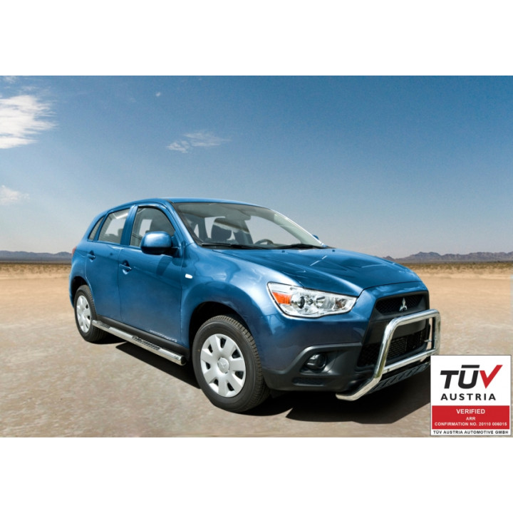 Side Steps, Steeler 4x4 Side Bars with Checker Plate Steps, Color Silver, Mitsubishi ASX 2012 - 2016 - EDK.ro