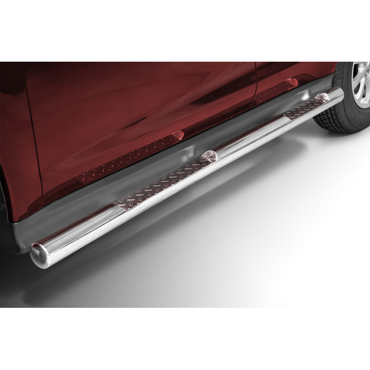 Praguri Laterale, Steeler 4x4 Side Bars cu Treaptă Checker Plate, Culoare Argintiu, Mitsubishi ASX 2017 - 2019 - EDK.ro