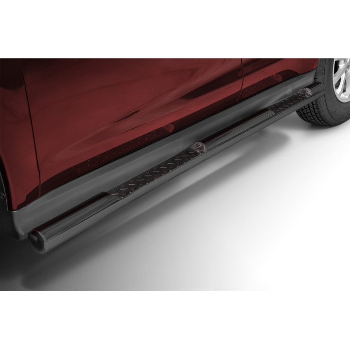 Side Steps, Steeler 4x4 Side Bars with Checker Plate Steps, Color Silver, Mitsubishi ASX 2017 - 2019 - EDK.ro