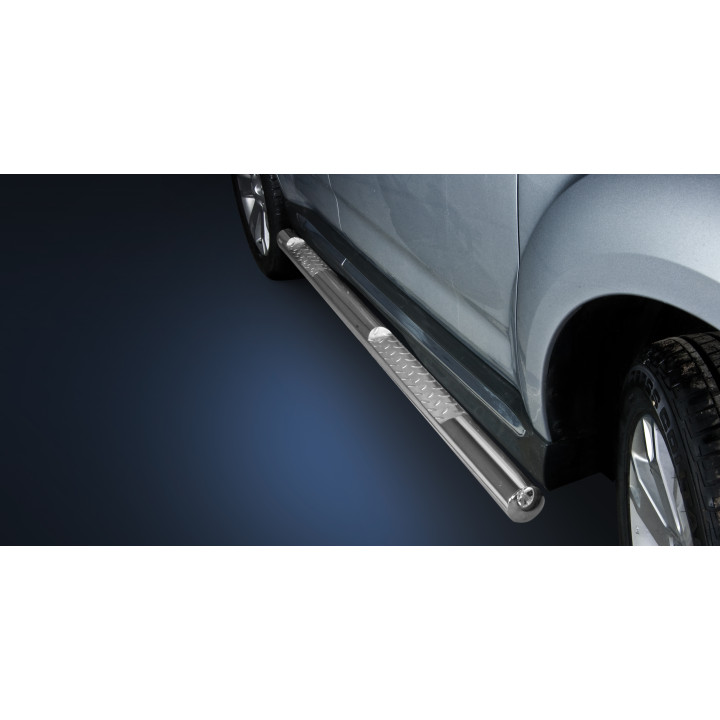 Side Steps, Steeler 4x4 Side Bars with Checker Plate Steps, Color Silver, Mitsubishi Outlander 2009 - 2012 - EDK.ro