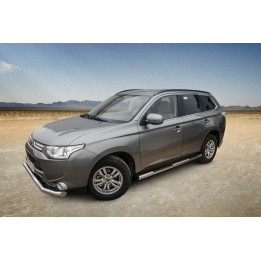 Side Steps, Steeler 4x4 Side Bars with Checker Plate Steps, Color Silver, Mitsubishi Outlander 2012 - 2015 - EDK.ro