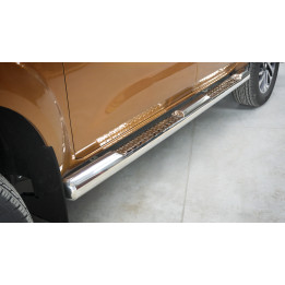 Side Steps, Steeler 4x4 Side Bars with Checker Plate Steps, Color Silver, Nissan Navara 2015 - Present - EDK.ro