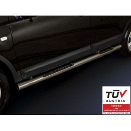 Side Steps, Steeler 4x4 Side Bars with Checker Plate Steps, Color Silver, Nissan Qashqai 2010 - 2013 - EDK.ro