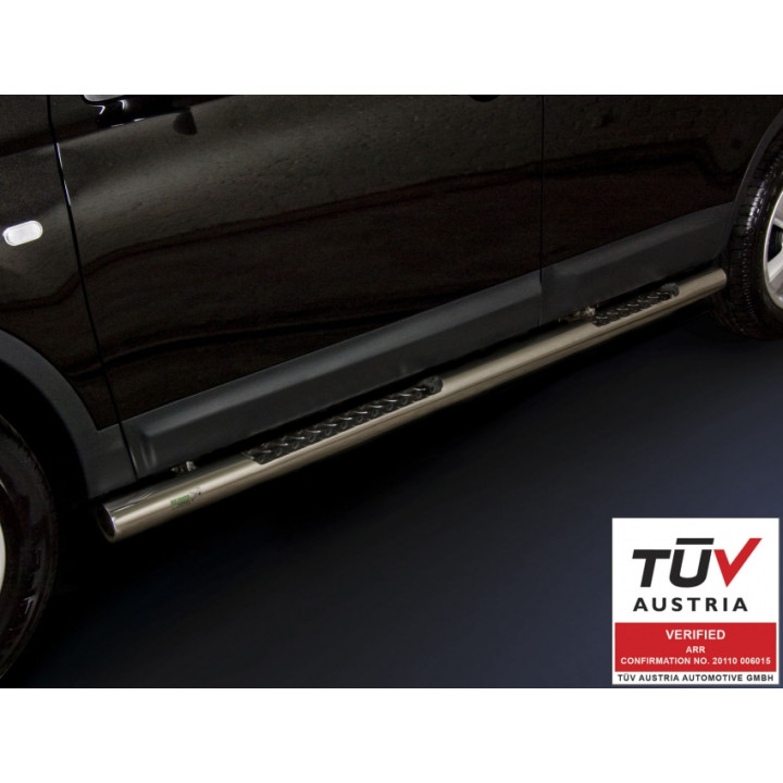 Praguri Laterale, Steeler 4x4 Side Bars cu Treaptă Checker Plate, Culoare Argintiu, Nissan Qashqai 2010 - 2013 - EDK.ro