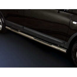 Side Steps, Steeler 4x4 Side Bars with Checker Plate Steps, Color Silver, Nissan Qashqai 2010 - 2013 - EDK.ro