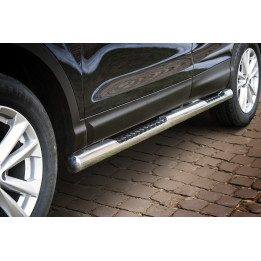 Praguri Laterale, Steeler 4x4 Side Bars cu Treaptă Checker Plate, Culoare Argintiu, Nissan Qashqai 2013 - 2017 - EDK.ro