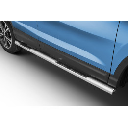Praguri Laterale, Steeler 4x4 Side Bars cu Treaptă Checker Plate, Culoare Argintiu, Nissan Qashqai 2017 - 2021 - EDK.ro