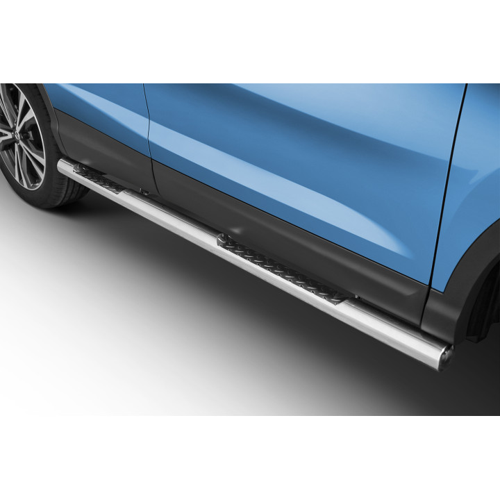 Side Steps, Steeler 4x4 Side Bars with Checker Plate Steps, Color Silver, Nissan Qashqai 2021 - Present - EDK.ro