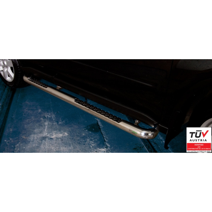 Side Steps, Steeler 4x4 Side Bars with Checker Plate Steps, Color Silver, Nissan X-Trail 2007 - 2010 - EDK.ro