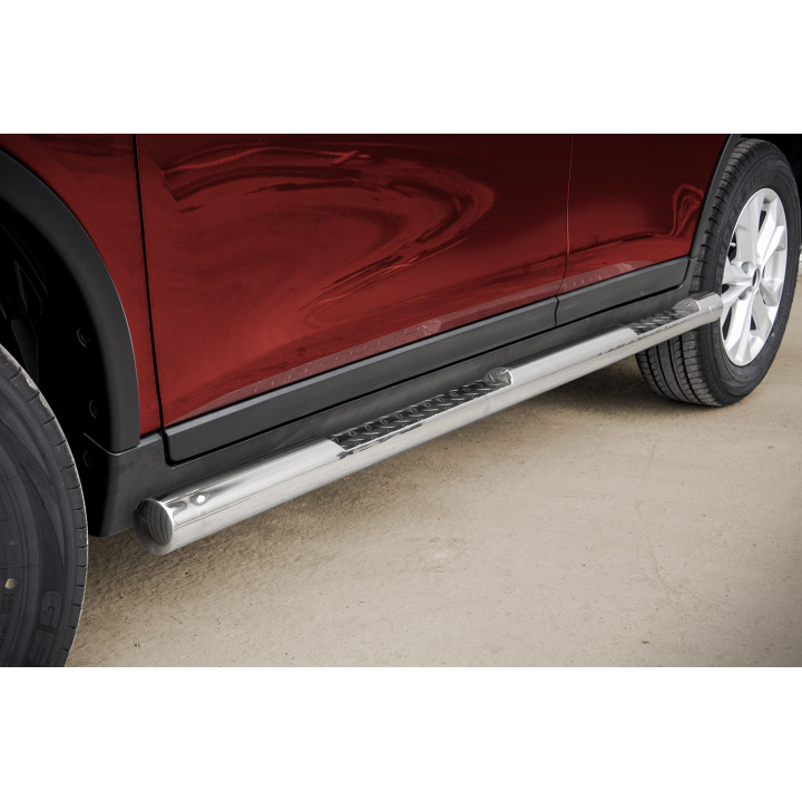 Side Steps, Steeler 4x4 Side Bars with Checker Plate Steps, Color Silver, Nissan X-Trail 2014 - 2021 - EDK.ro