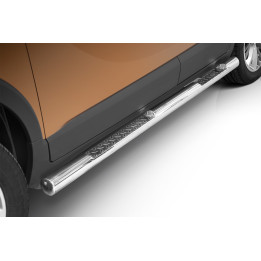 Praguri Laterale, Steeler 4x4 Side Bars cu Treaptă Checker Plate, Culoare Argintiu, Opel Crossland X 2017 - 2020 - EDK.ro