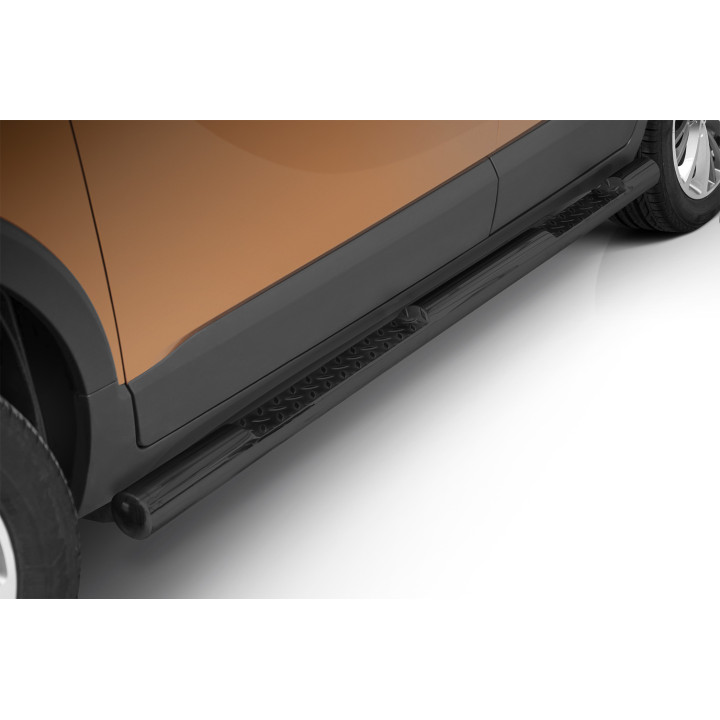 Praguri Laterale, Steeler 4x4 Side Bars cu Treaptă Checker Plate, Culoare Argintiu, Opel Crossland X 2017 - 2020 - EDK.ro