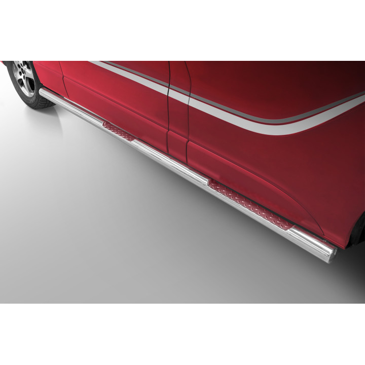 Side Steps, Steeler 4x4 Side Bars with Checker Plate Steps, Color Silver, Opel Vivaro 2014 - 2019 - EDK.ro
