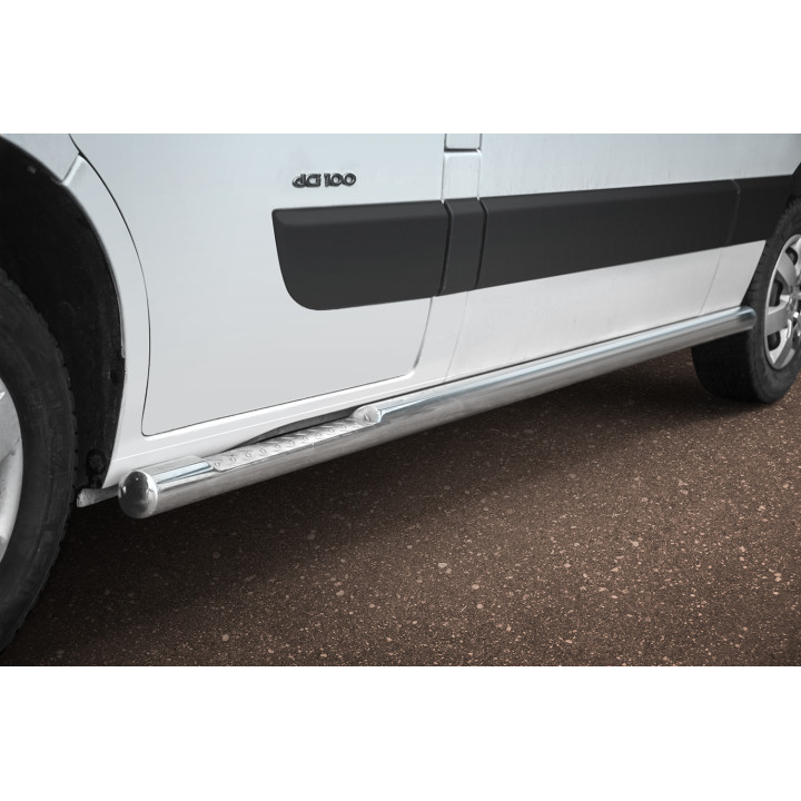 Side Steps, Steeler 4x4 Side Bars with Checker Plate Steps, Color Silver, Renault Master 2010 - 2019 - EDK.ro