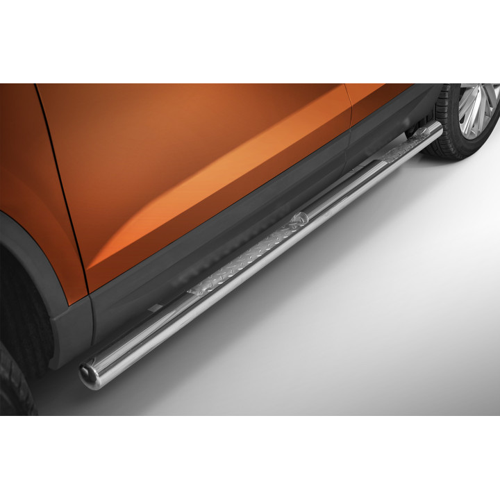 Side Steps, Steeler 4x4 Side Bars with Checker Plate Steps, Color Silver, Seat Ateca 2016 - 2020 - EDK.ro
