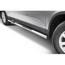 Praguri Laterale, Steeler 4x4 Side Bars cu Treaptă Checker Plate, Culoare Argintiu, SsangYong Musso 2018 - Prezent - EDK.ro