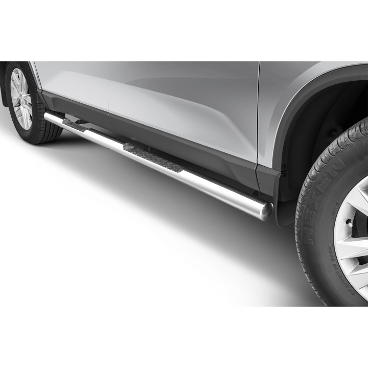 Side Steps, Steeler 4x4 Side Bars with Checker Plate Steps, Color Silver, SsangYong Musso 2018 - Present - EDK.ro