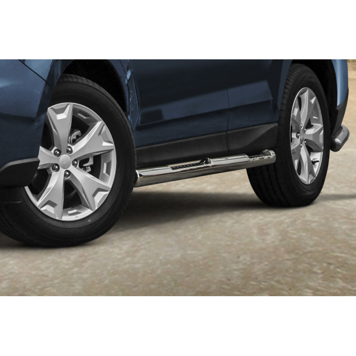 Praguri Laterale, Steeler 4x4 Side Bars cu Treaptă Checker Plate, Culoare Argintiu, Subaru Forester 2013 - 2019 - EDK.ro