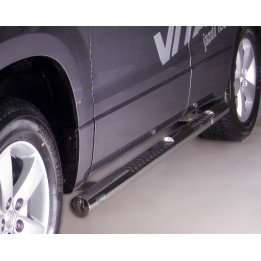 Side Steps, Steeler 4x4 Side Bars with Checker Plate Steps, Color Silver, Suzuki Grand Vitara 2006 - 2014 - EDK.ro